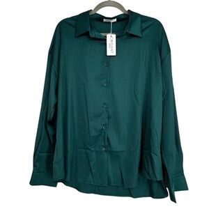 CHIGANT WOMEN’S XL BUTTON DOWN BLOUSE LONG SLEEVE SHIRT TOP NWT